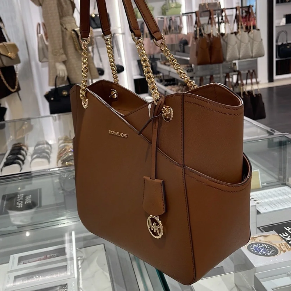 Michael Kors Jet Set Travel Large Chained Tote Shoulder Bag MK Luggage   NWT